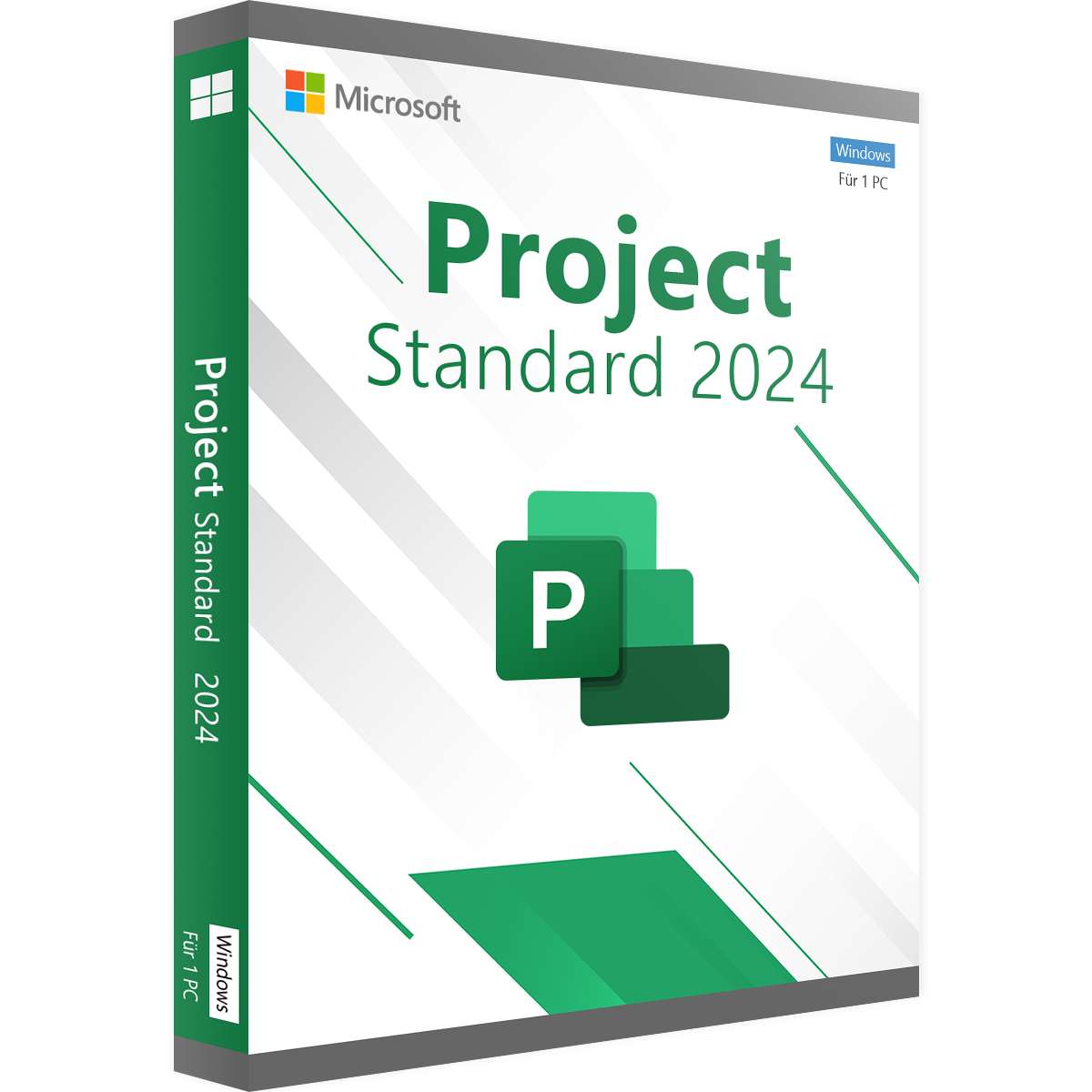 Microsoft Project 2024 Standard for Windows software box with a sleek design and logo displayed prominently.