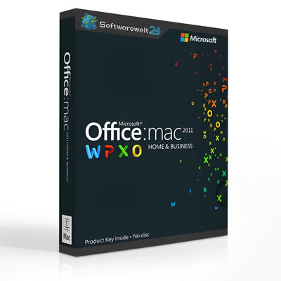 Microsoft Office 2011 Home & Business software box for Mac, featuring a clean design and easy-to-read text.