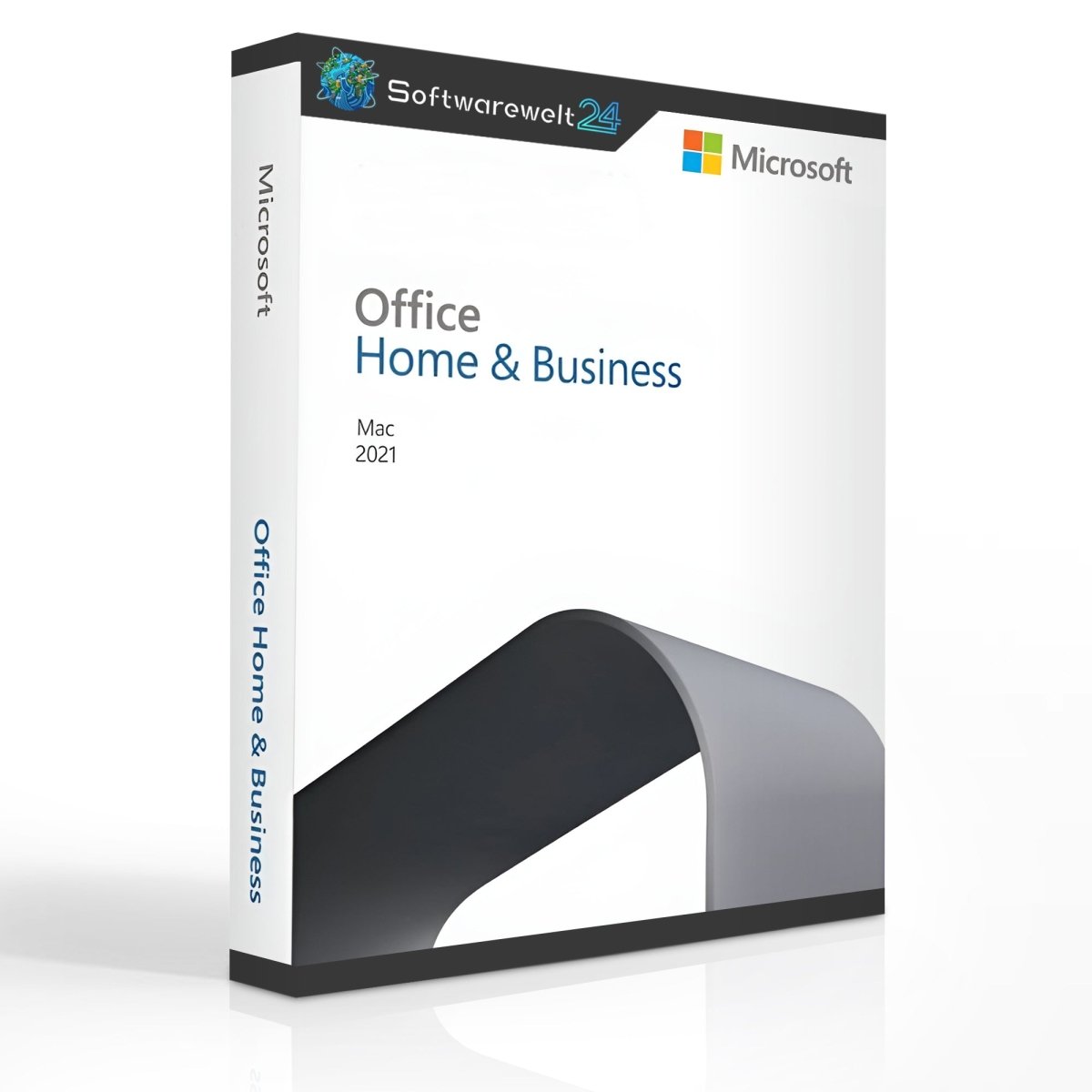Microsoft Office 2021 Home and Business software package for Mac, featuring a sleek design and user-friendly interface.