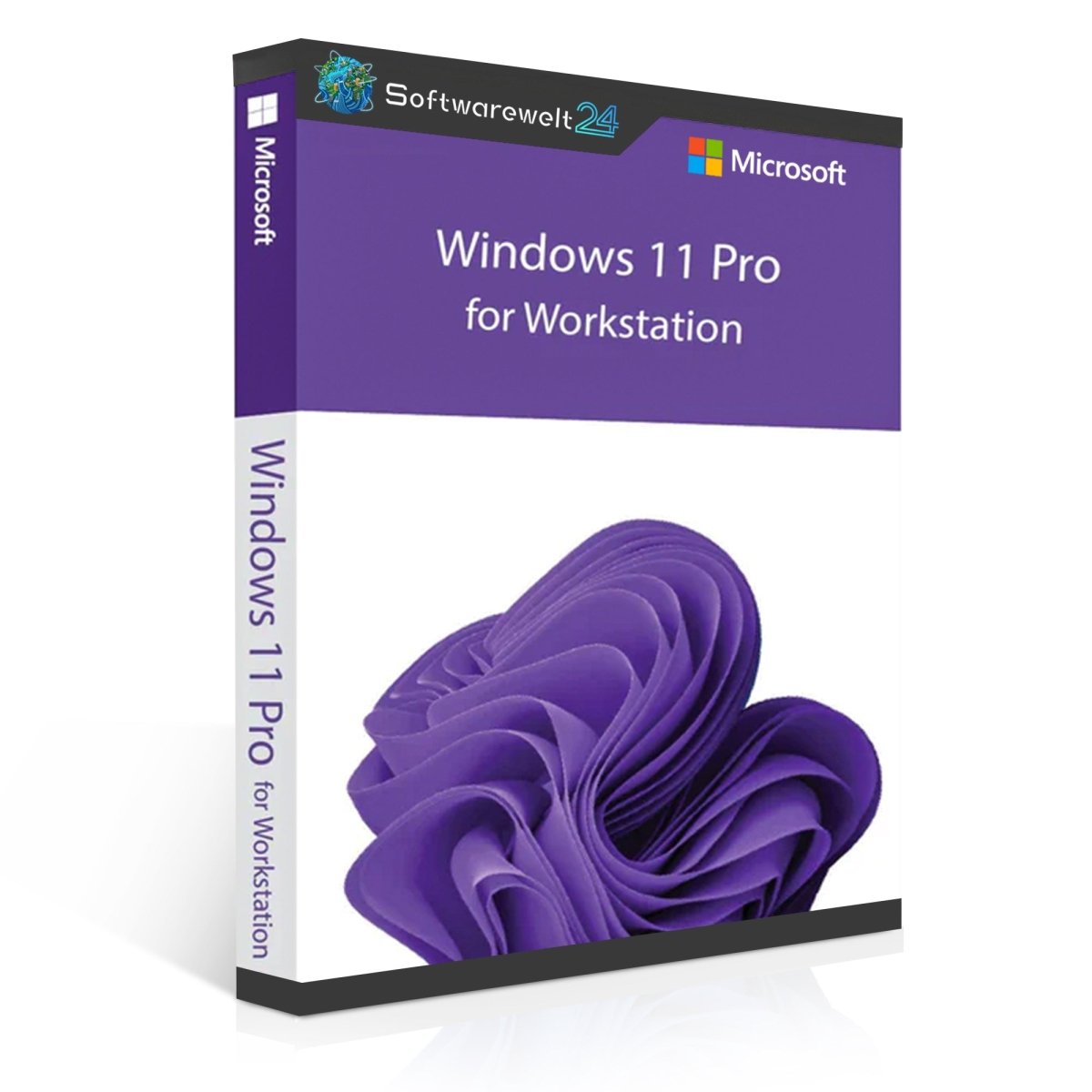 Microsoft Windows 11 Pro for Workstation software box with a sleek design and modern branding elements.