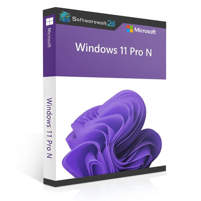 Windows 11 Pro N operating system box featuring Microsoft branding and modern design elements.