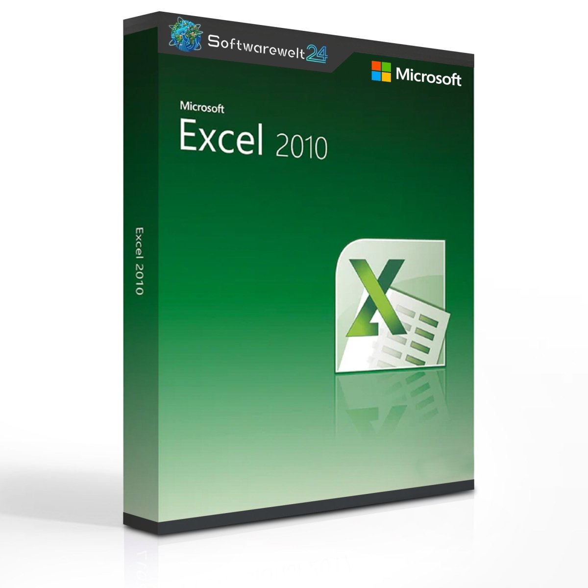 Microsoft Excel 2010 software box featuring a sleek design with the logo and user-friendly interface displayed prominently.