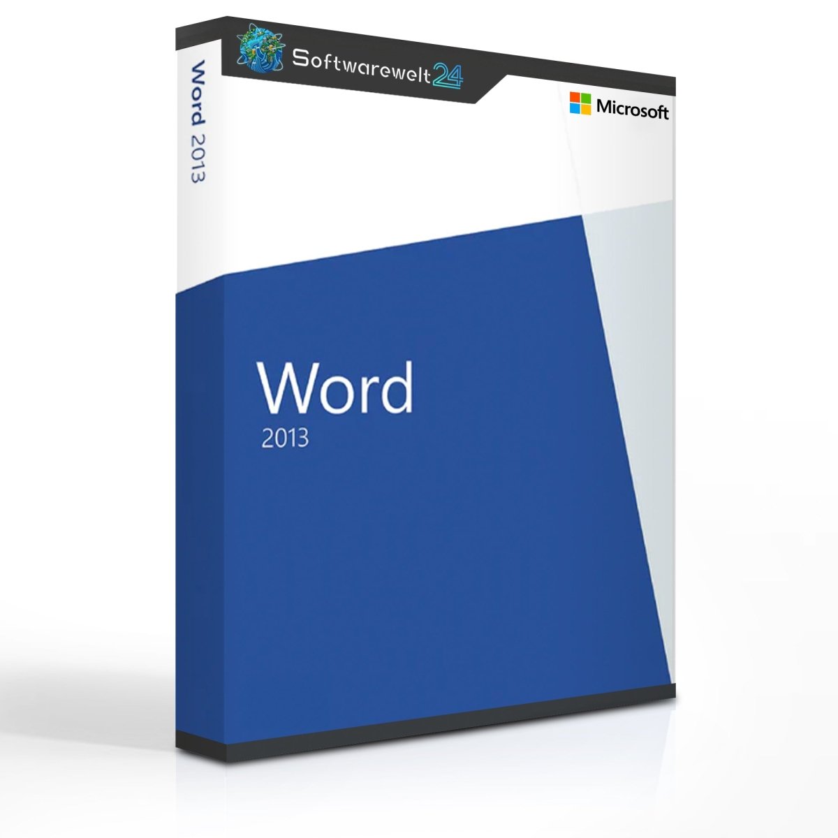 Microsoft Word 2013 software box with logo and features highlighted on a clean white background.