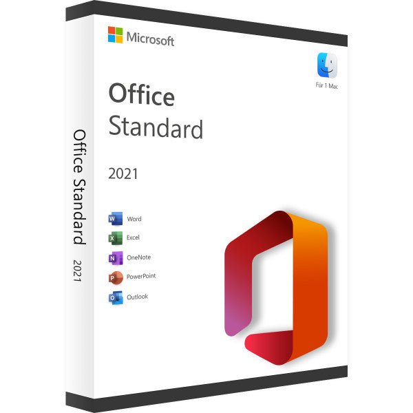 Office 2021 for Mac Standard software package, featuring a sleek design suitable for Mac users.