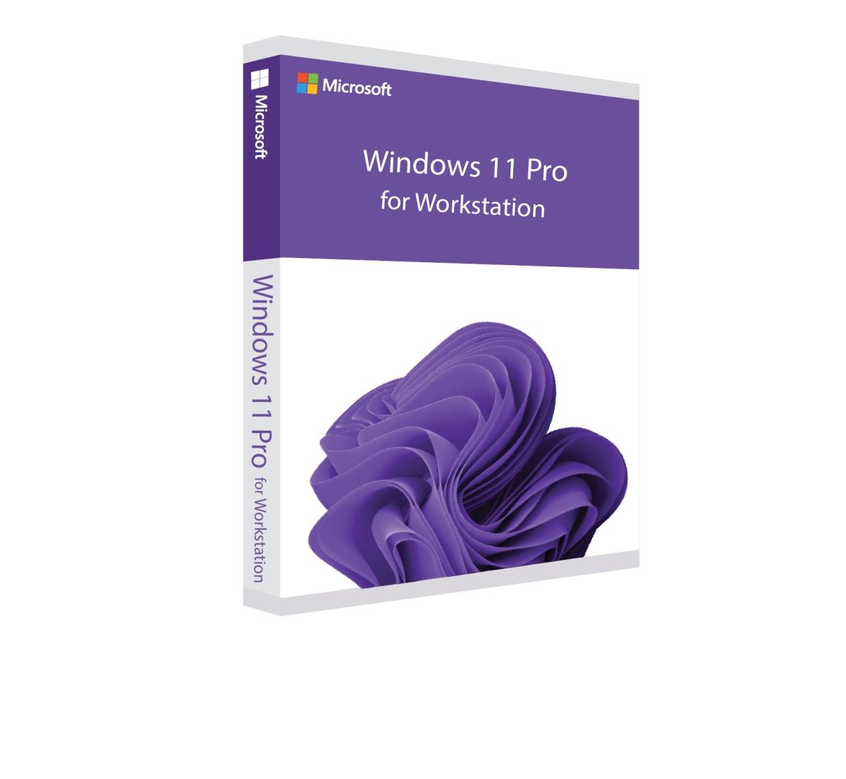 Microsoft Windows 11 Pro for Workstations software box with sleek design and logo on a neutral background.