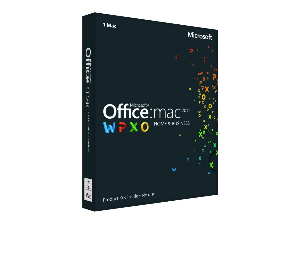 Office 2011 Home & Business software for Mac displayed in a sleek box with product details visible on the front.